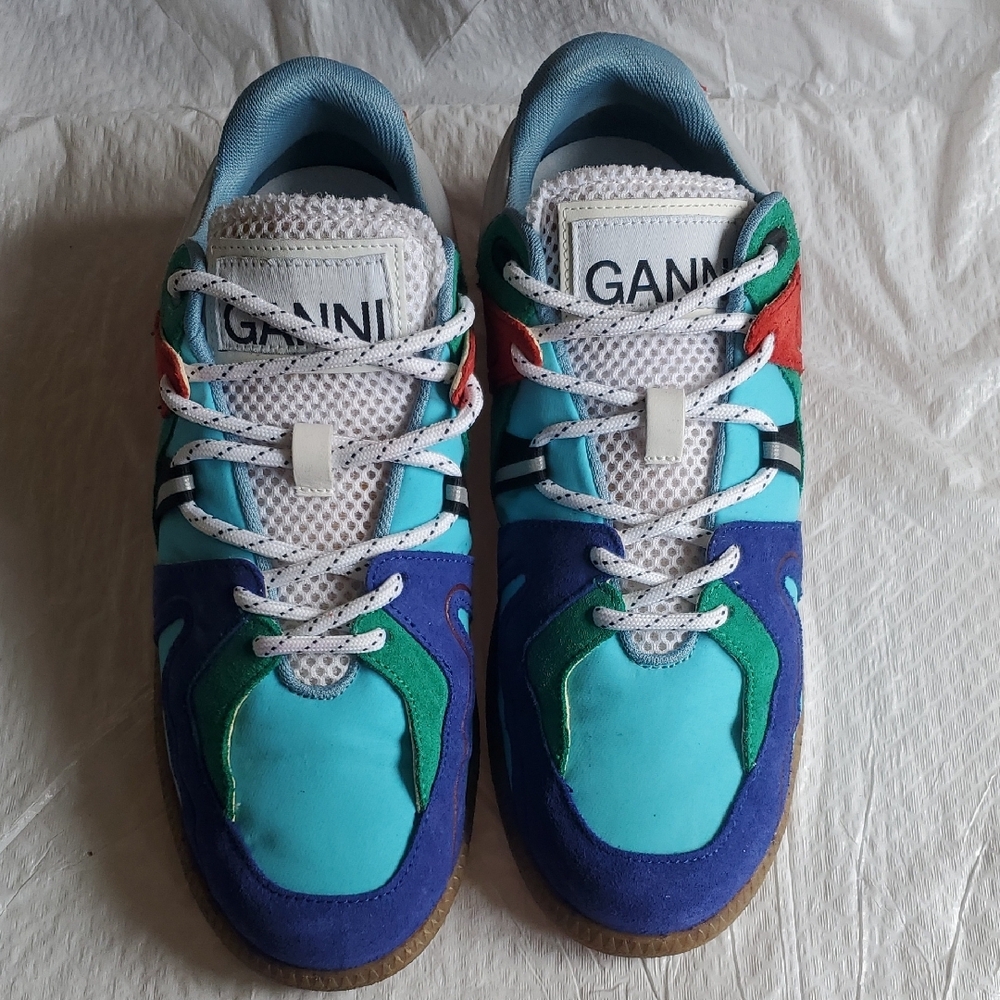 Ganni Sky Captain Suede And Mixed Material Sneakers. Sz 39